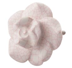 White And Pink Crackle Rose Flower Ceramic Knobs